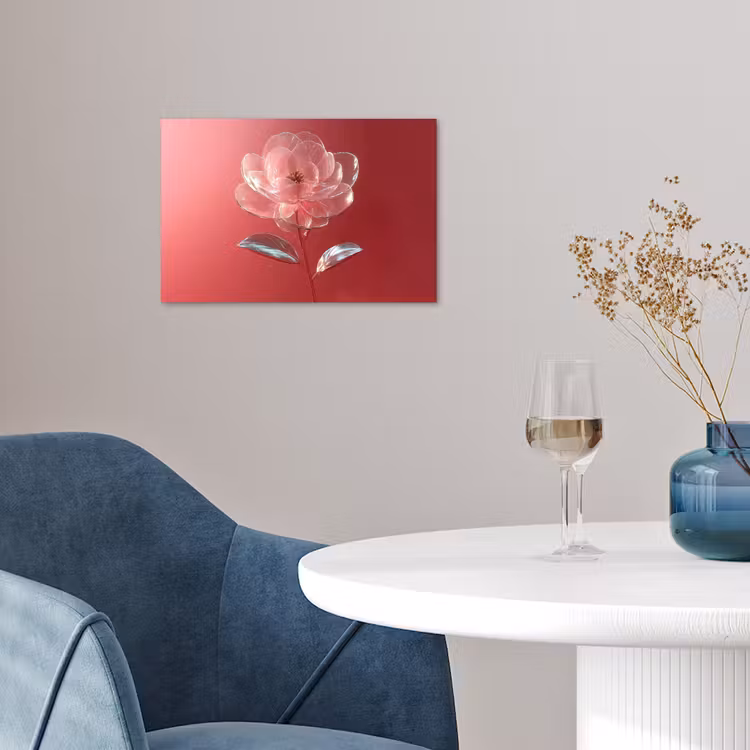 Sierlijk - Bloem - Roze - Glazen poster papier klein -sfeer3