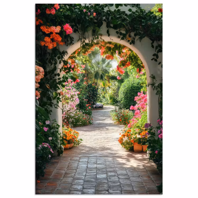 Doorkijk - Bloemen - Natuur - Bloementuin poster papier klein -3d