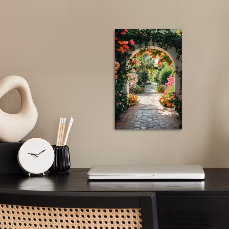 Doorkijk - Bloemen - Natuur - Bloementuin poster papier klein -sfeer1