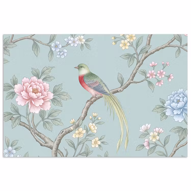 Vogel - Bloemen - Kleurrijk poster papier klein -3d
