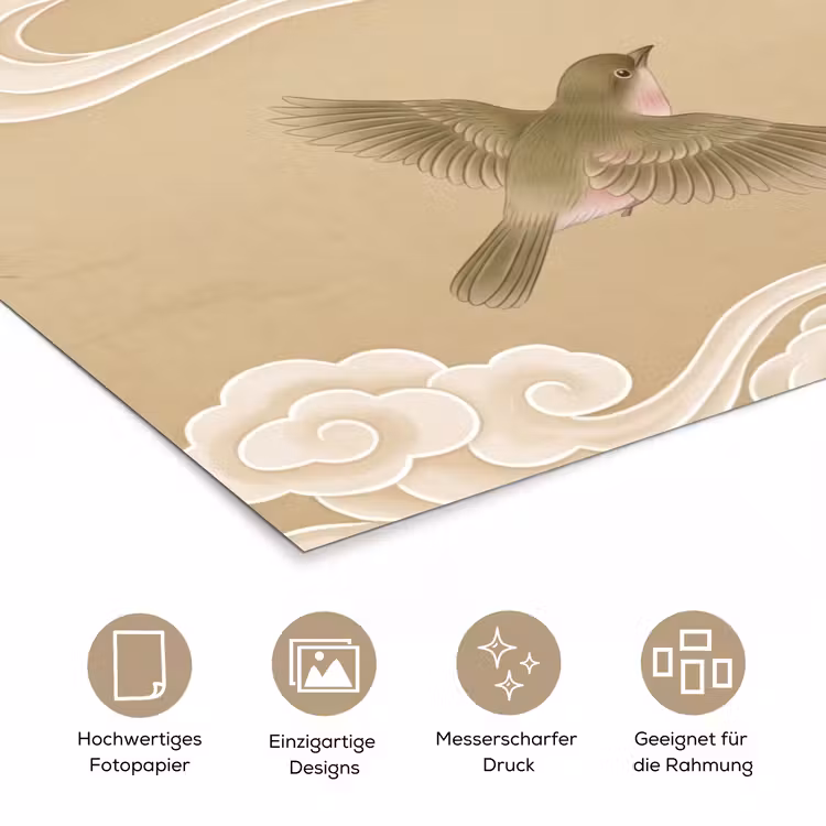Vogels - Vliegen - Beige poster papier klein -tcloseup_DE