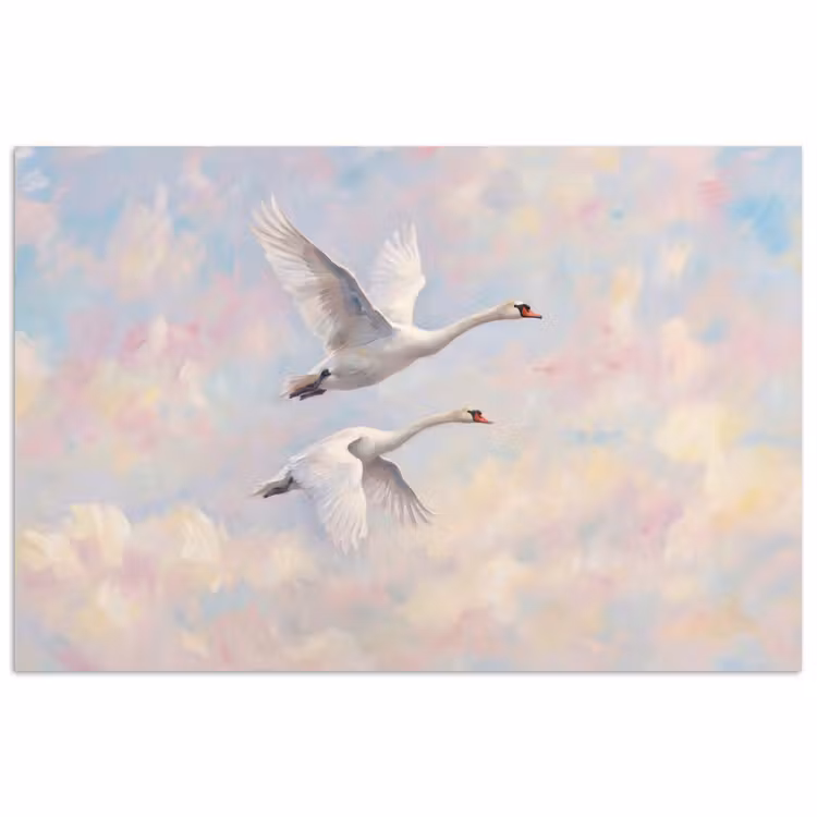 Vogel - Vliegend - Lucht - Modern - Pastel poster papier klein -3d