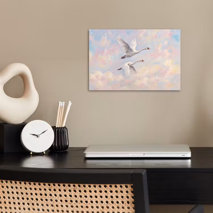 Vogel - Vliegend - Lucht - Modern - Pastel poster papier klein -sfeer1