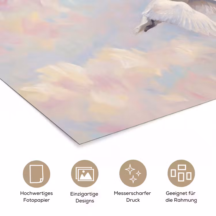 Vogel - Vliegend - Lucht - Modern - Pastel poster papier klein -tcloseup_DE