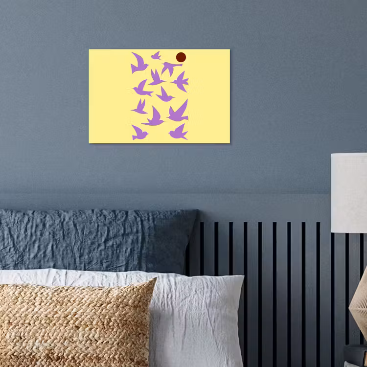 Vogels - Cirkel - Geel - Beweging poster papier klein -sfeer2