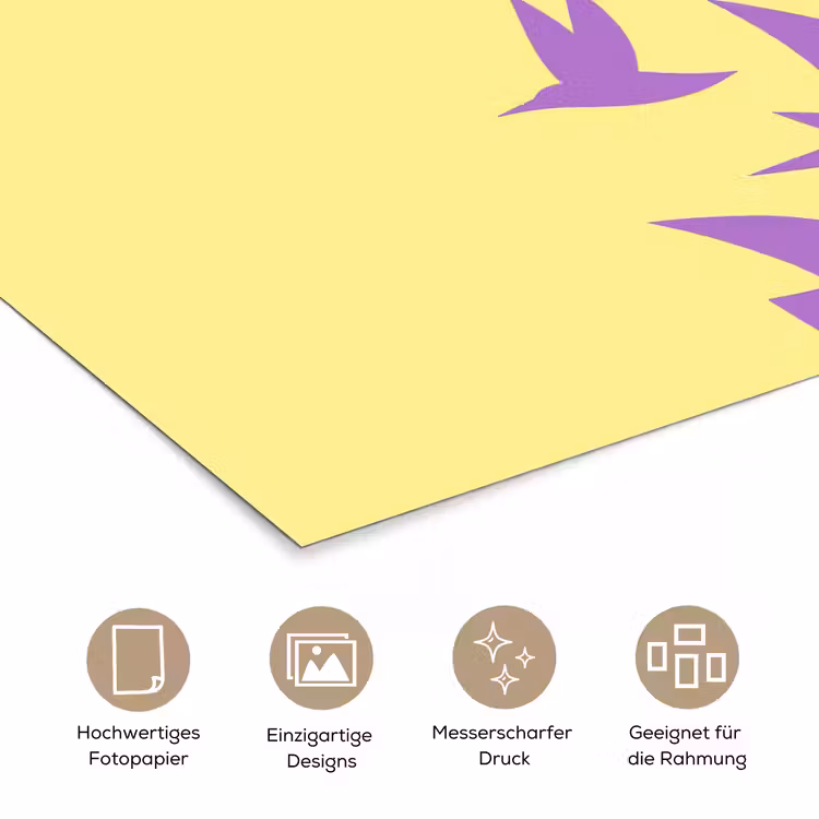 Vogels - Cirkel - Geel - Beweging poster papier klein -tcloseup_DE