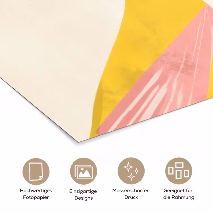 Vogel - Minimalistisch - Geel poster papier klein -tcloseup_DE