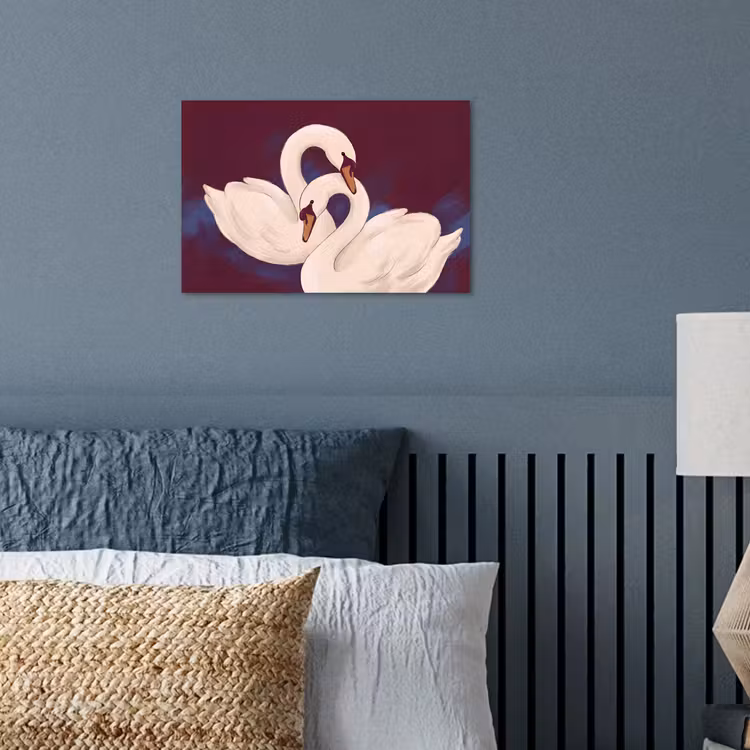 Vogel - Koppel - Liefde - Abstract - Wit poster papier klein -sfeer2