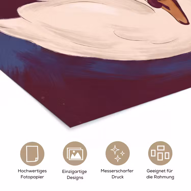 Vogel - Koppel - Liefde - Abstract - Wit poster papier klein -tcloseup_DE