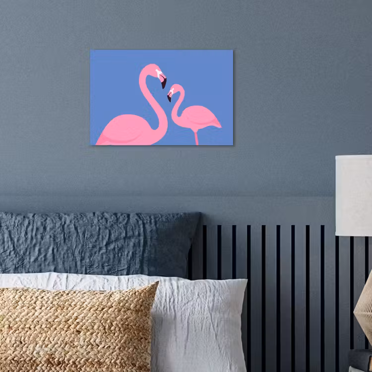 Vogel - Paar - Dieren - Modern - Roze poster papier klein -sfeer2
