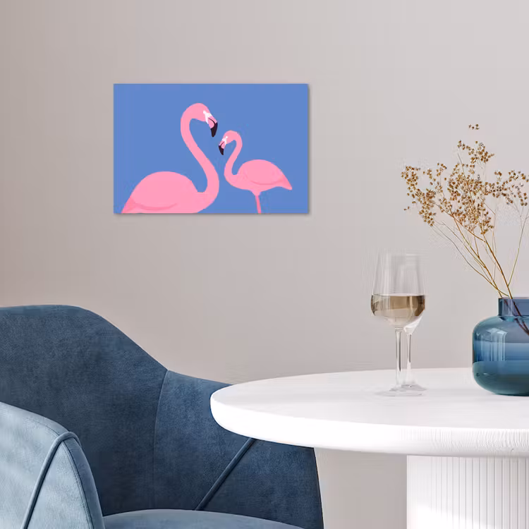 Vogel - Paar - Dieren - Modern - Roze poster papier klein -sfeer3