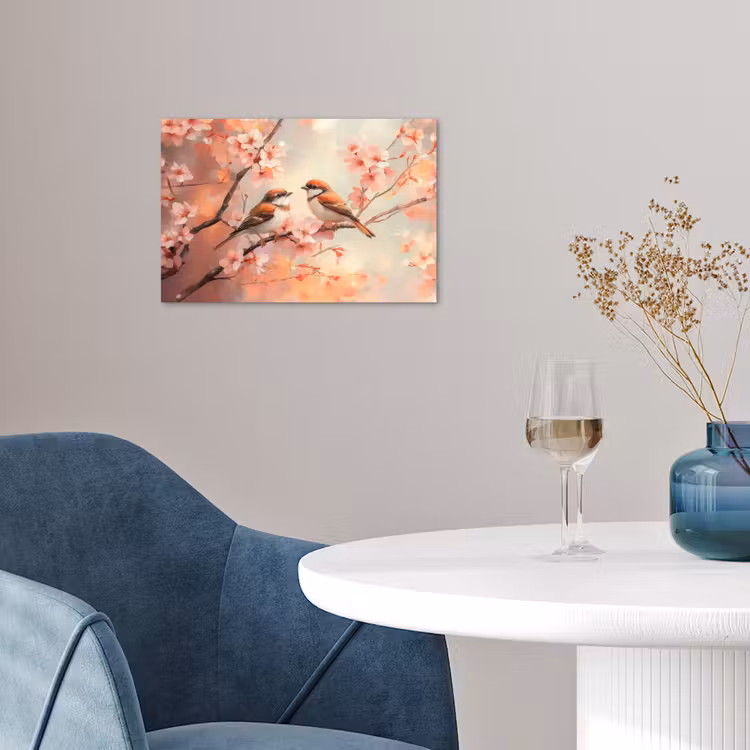 Vogels - Romantic - Bloesemtak poster papier klein -sfeer3