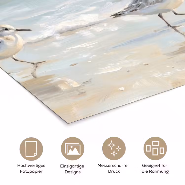 Vogels - Strand - Zee poster papier klein -tcloseup_DE