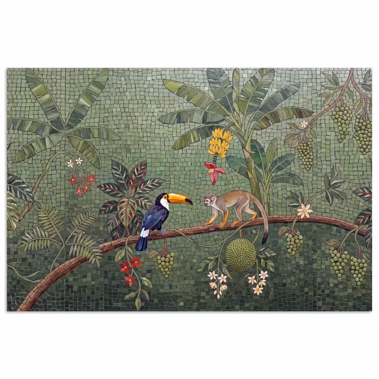 Vogel - Dier - Jungle - Mozaïek - Natuur poster papier klein -3d