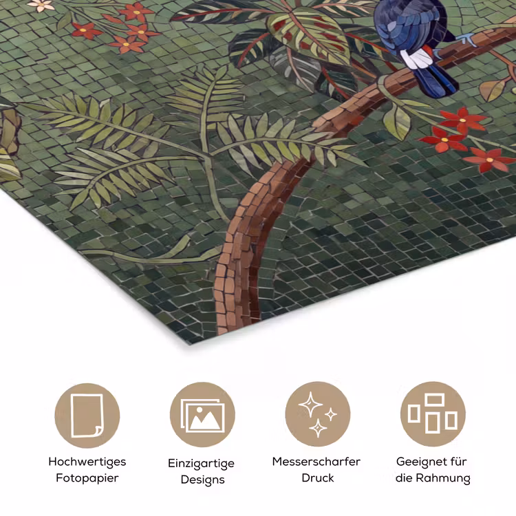 Vogel - Dier - Jungle - Mozaïek - Natuur poster papier klein -tcloseup_DE