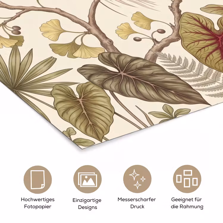 Vogels - Tropisch - Botanisch - Roze poster papier klein -tcloseup_DE
