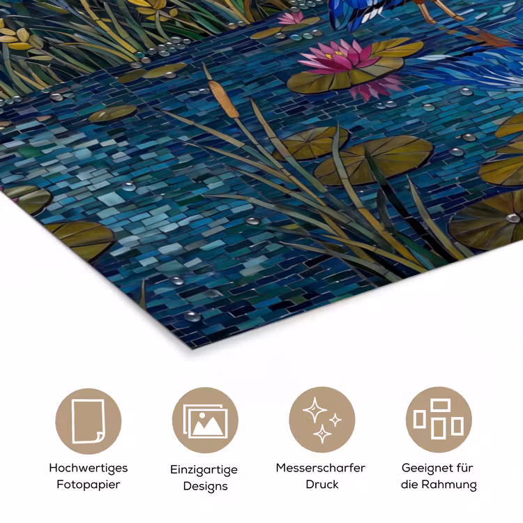 Vogel - Water - Natuur - Abstract - Blauw poster papier klein -tcloseup_DE