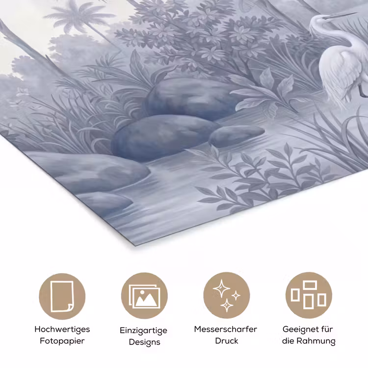 Vogel - Water - Tropisch - Natuur - Blauw poster papier klein -tcloseup_DE