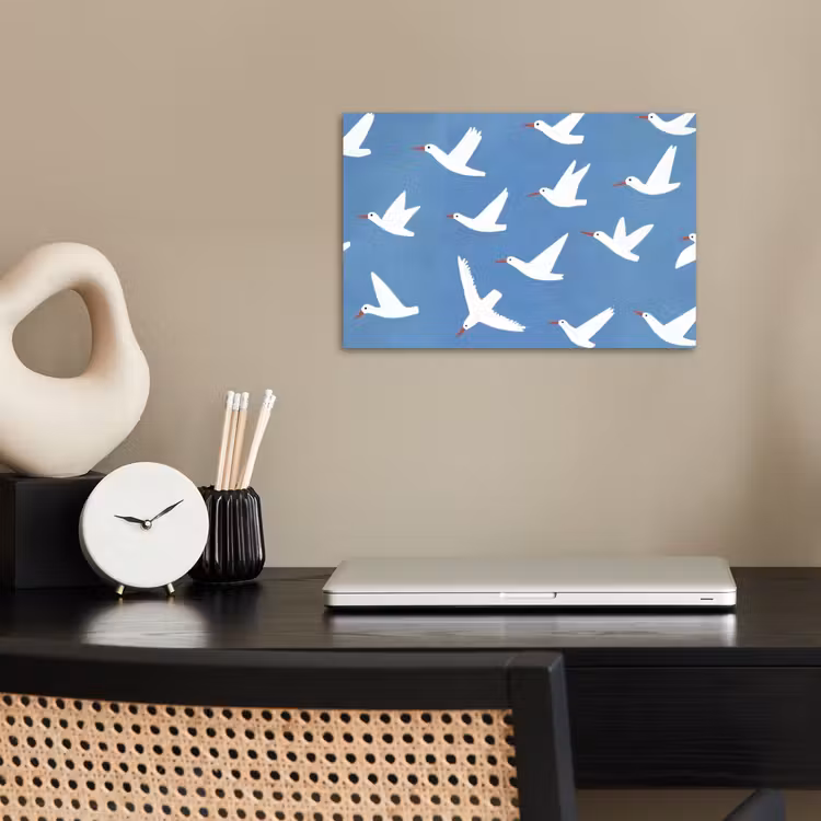 Vogels - Wit - Patroon poster papier klein -sfeer1
