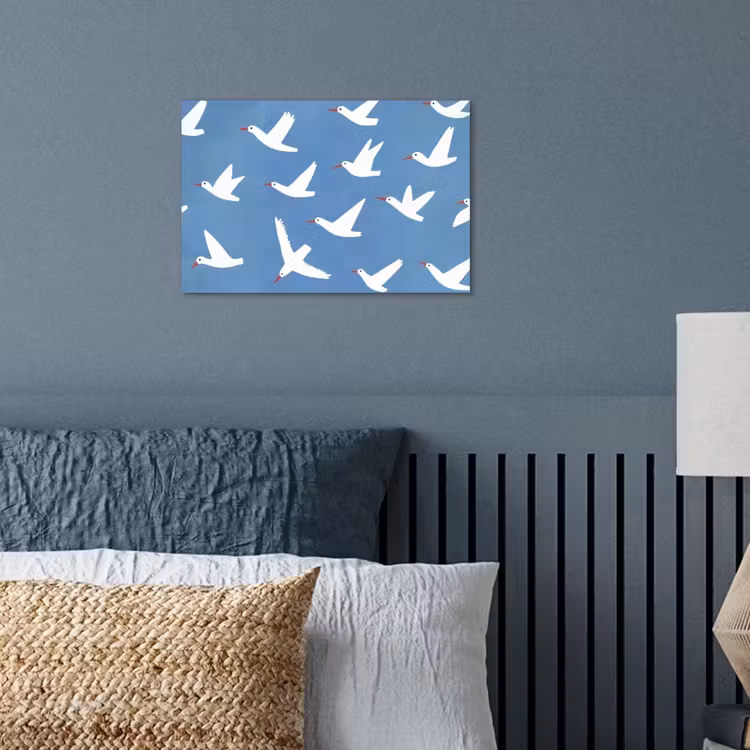 Vogels - Wit - Patroon poster papier klein -sfeer2
