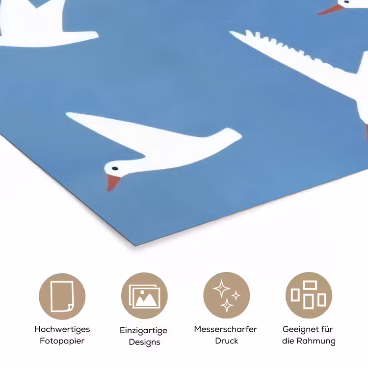 Vogels - Wit - Patroon poster papier klein -tcloseup_DE