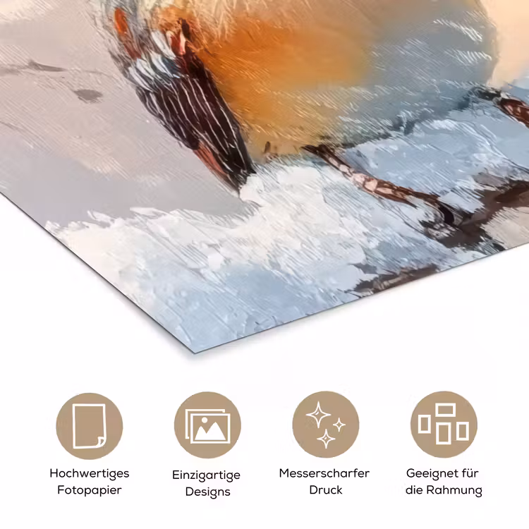 Vogels - Tak - Winter - Sneeuw poster papier klein -tcloseup_DE