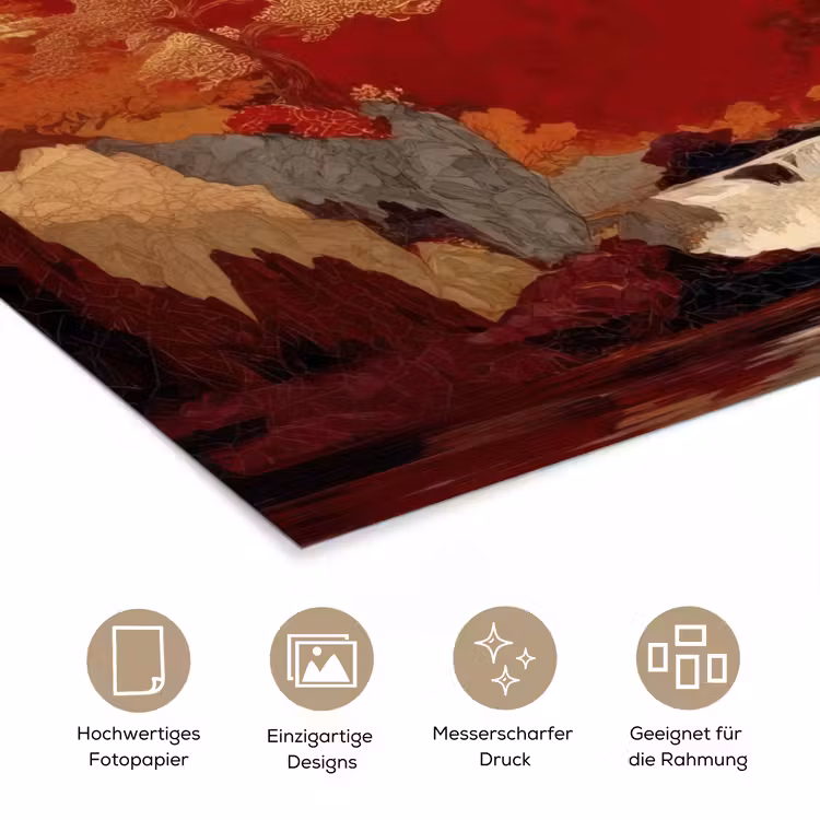 Volle maan - Landschap - Waterval poster papier klein -tcloseup_DE