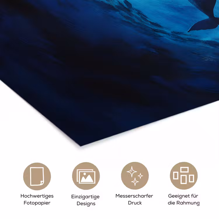 Walvis - Vissen - Donkerblauw poster papier klein -tcloseup_DE