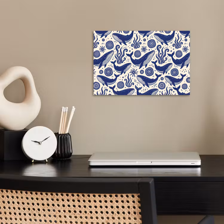Walvis - Onderwater - Dieren - Abstract - Blauw poster papier klein -sfeer1