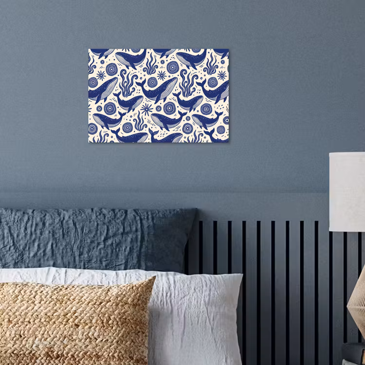 Walvis - Onderwater - Dieren - Abstract - Blauw poster papier klein -sfeer2