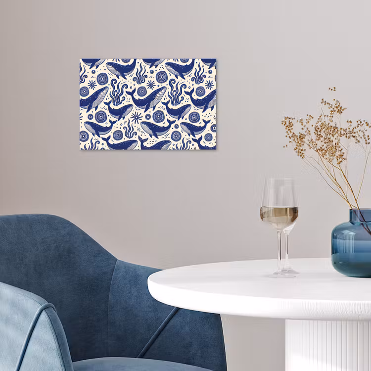 Walvis - Onderwater - Dieren - Abstract - Blauw poster papier klein -sfeer3
