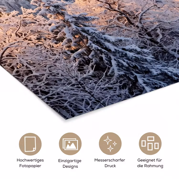 Bos - Bergen - Goud - Winter - Warm poster papier klein -tcloseup_DE