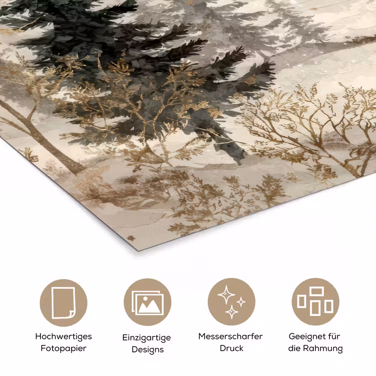 Bos - Herten - Winter - Sneeuw poster papier klein -tcloseup_DE
