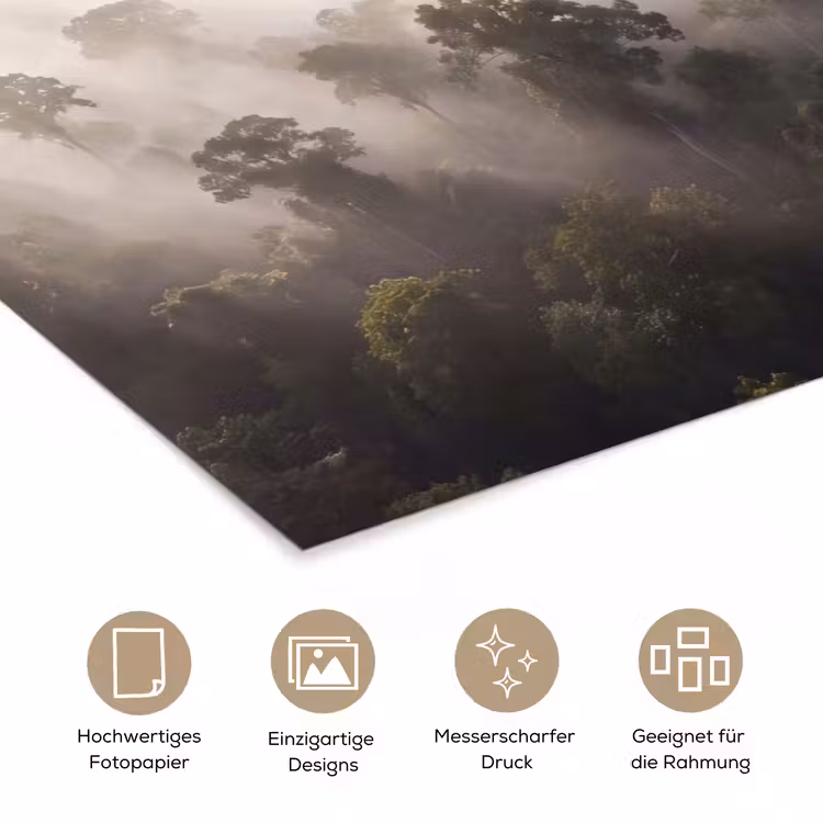 Bos - Mist - Natuur - Groen poster papier klein -tcloseup_DE