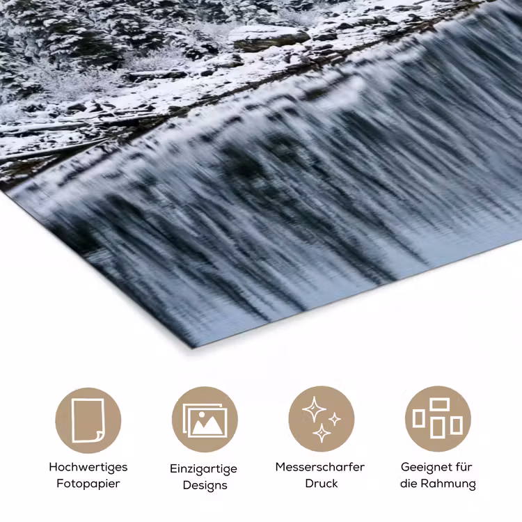 Bos - Reflectie - Meer - Winter - Serene poster papier klein -tcloseup_DE