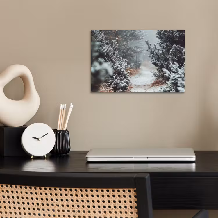 Bos - Winter - Bomen - Natuur - Pad - Sneeuw poster papier klein -sfeer1