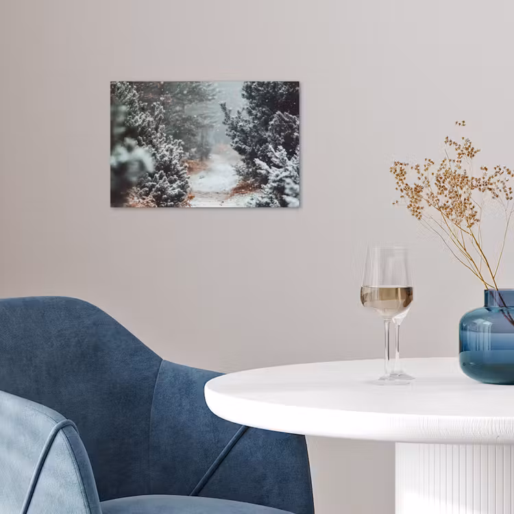 Bos - Winter - Bomen - Natuur - Pad - Sneeuw poster papier klein -sfeer3