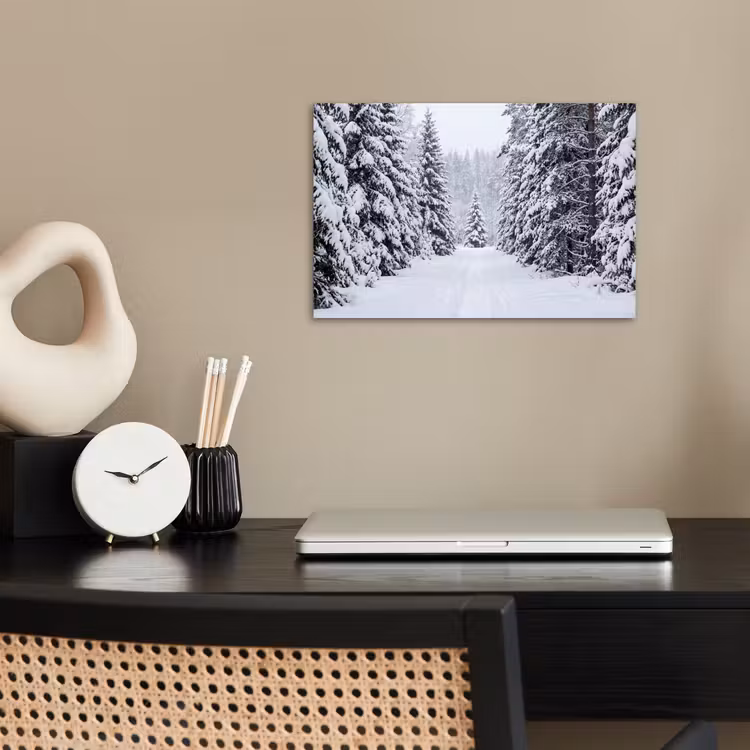Bos - Winter - Sneeuw - Pad - Natuur poster papier klein -sfeer1