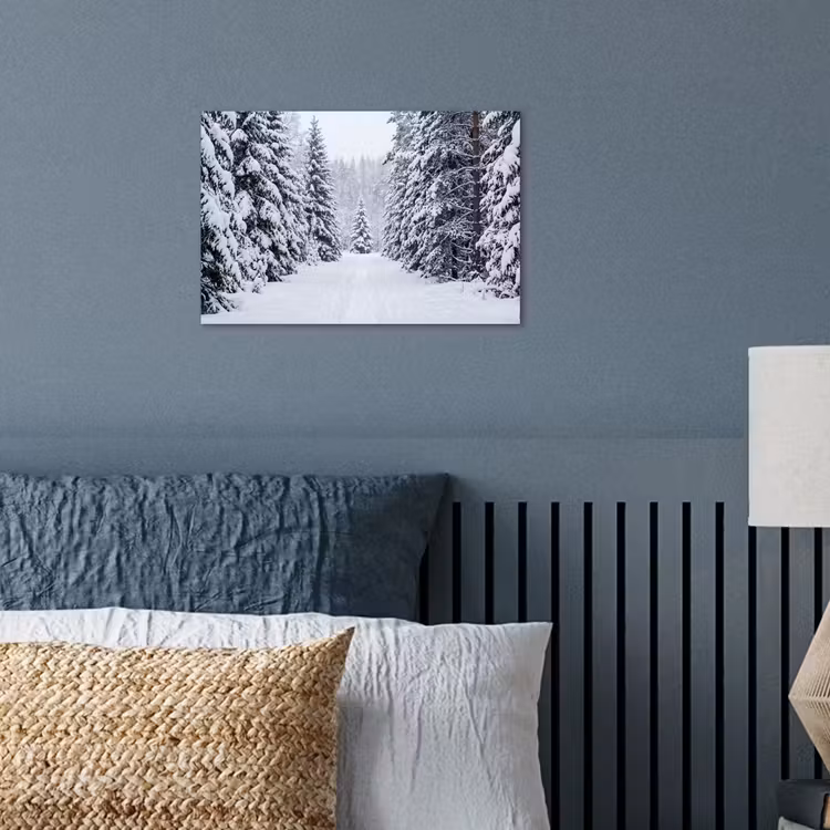 Bos - Winter - Sneeuw - Pad - Natuur poster papier klein -sfeer2