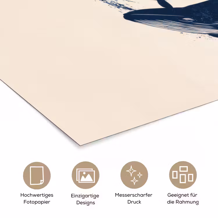 Walvissen - Spetters - Cirkel - Donkerblauw poster papier klein -tcloseup_DE