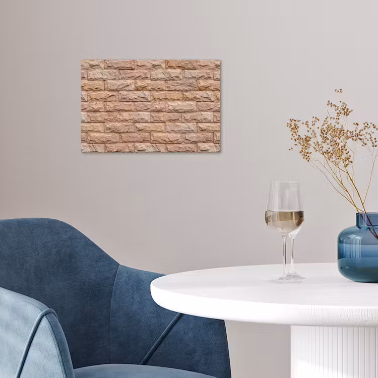Muur - Steen - Ruw - Textuur - Beige poster papier klein -sfeer3