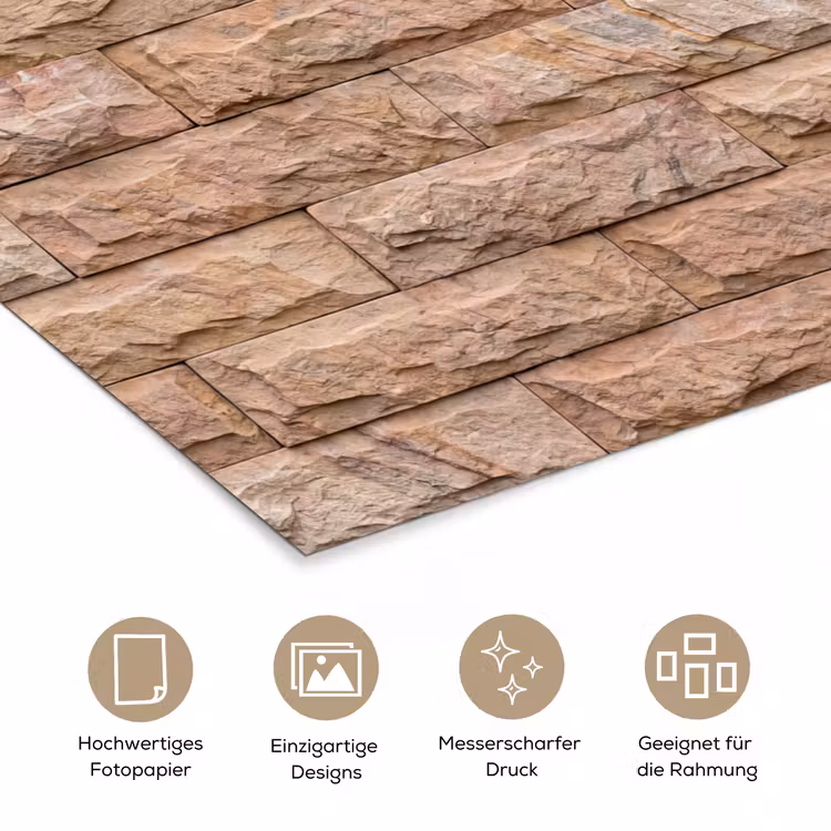 Muur - Steen - Ruw - Textuur - Beige poster papier klein -tcloseup_DE