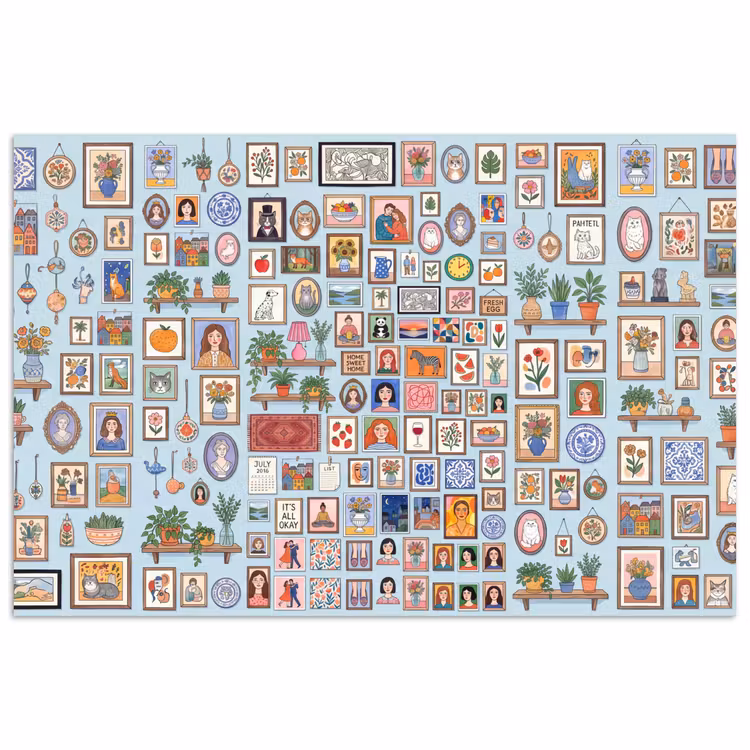 Wanddecoratie - Collectie - Huis - Illustratief - Kleurrijk poster papier klein -3d