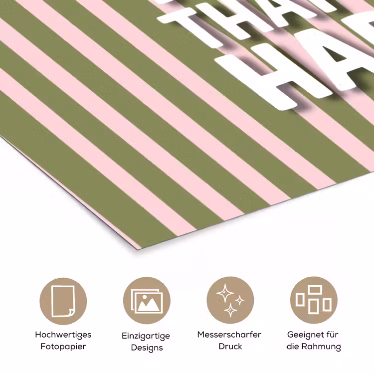 What's the best that could happen - Strepen - Groen - Roze poster papier klein -tcloseup_DE