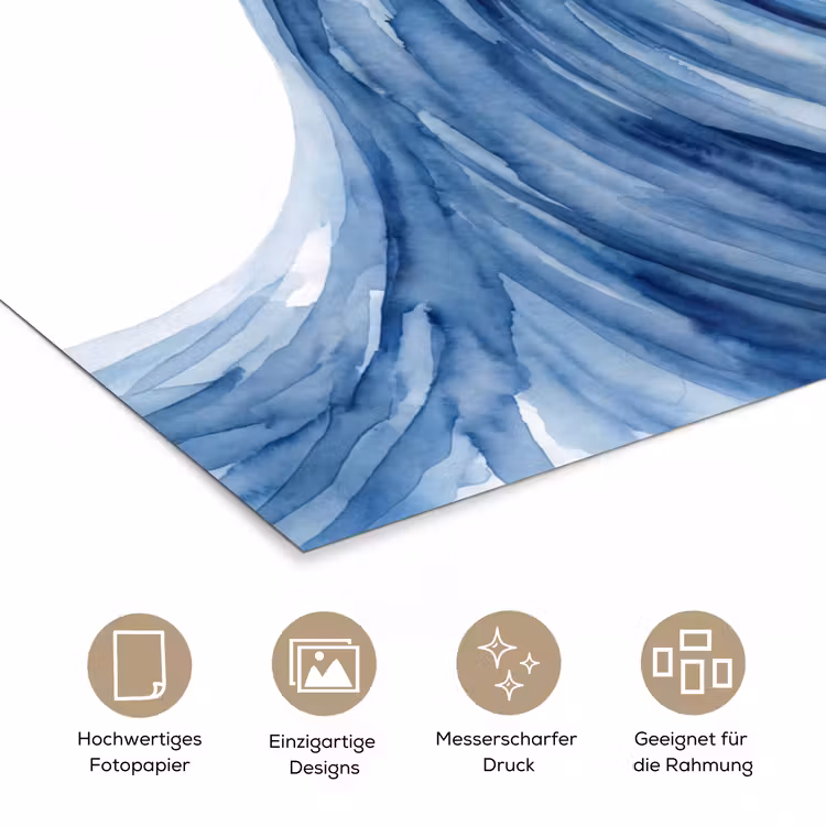 Water - Beweging - Natuur - Modern - Blauw poster papier klein -tcloseup_DE