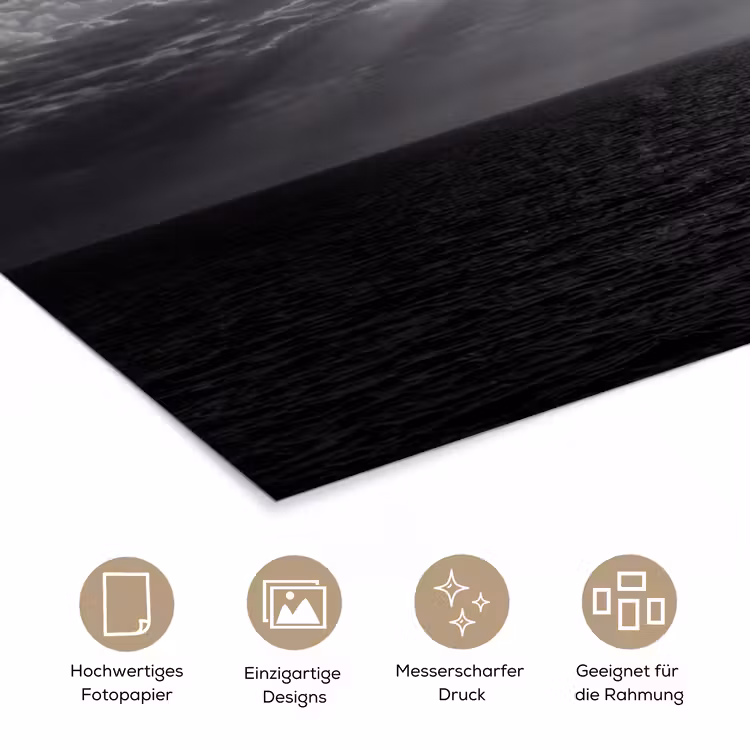 Water - Boot - Lucht - Natuur - Zwart-wit poster papier klein -tcloseup_DE