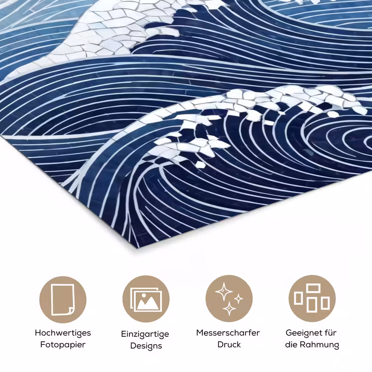 Water - Mozaïek - Landschap - Modern - Blauw poster papier klein -tcloseup_DE