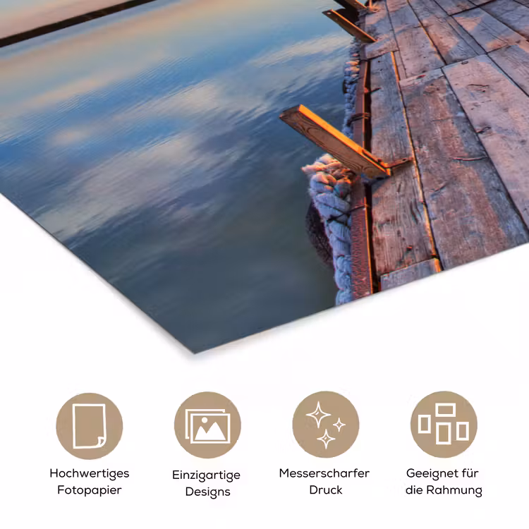 Water - Steiger - Vogels - Zonsondergang - Horizon poster papier klein -tcloseup_DE