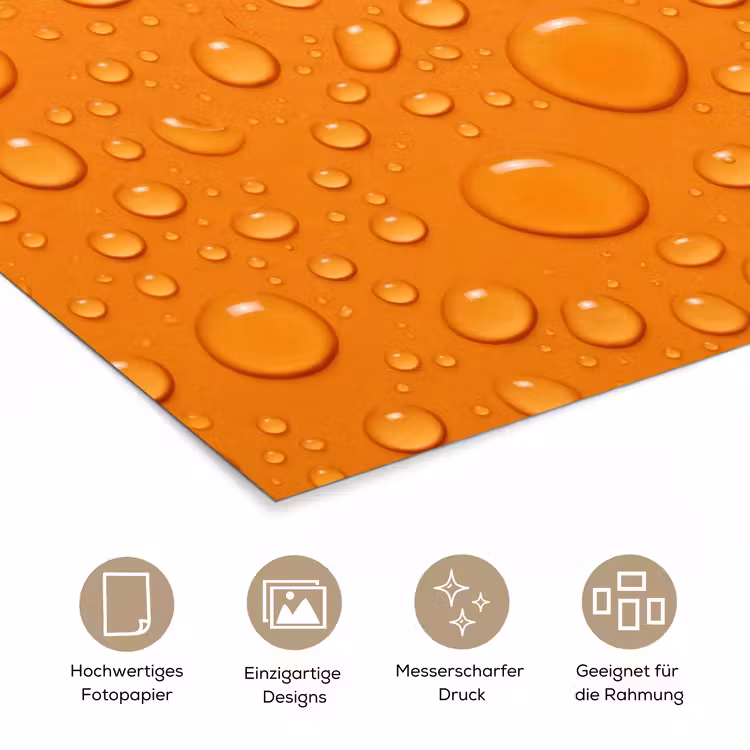 Water - Druppels - Oranje poster papier klein -tcloseup_DE