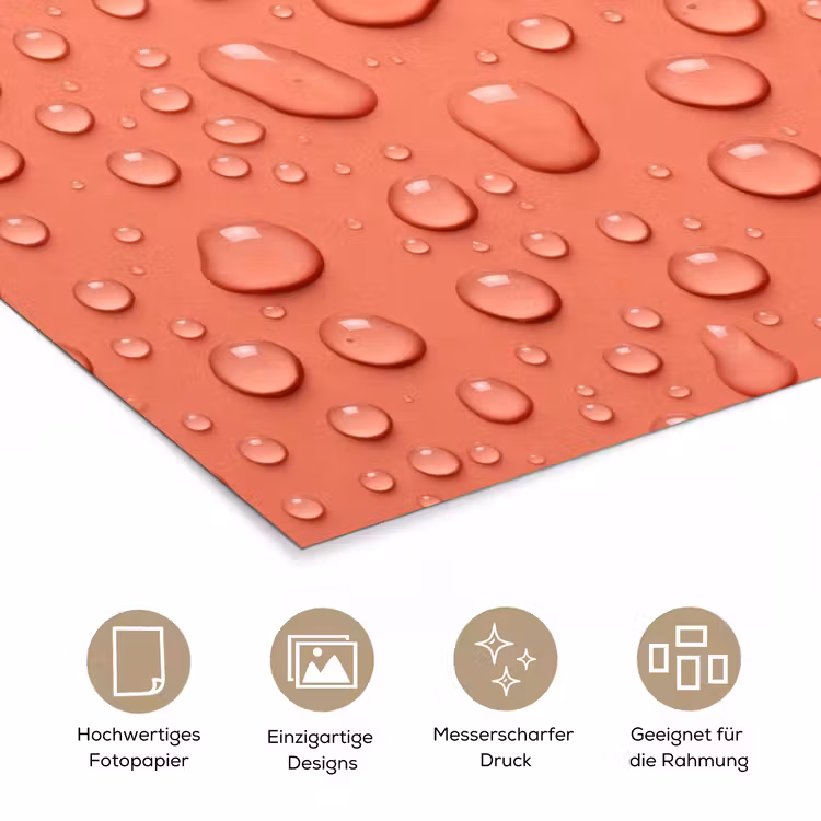 Water - Druppels - Roze poster papier klein -tcloseup_DE